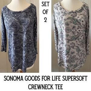 Set of 2 Women's Sonoma Goods For Life® Supersoft Crewneck Tees Size Small